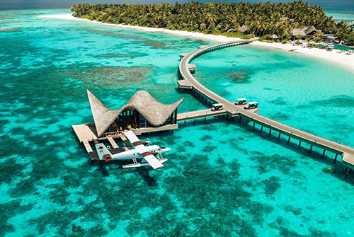 Vista aérea de JOALI Maldives en Muravandhoo Island, atolón Raa