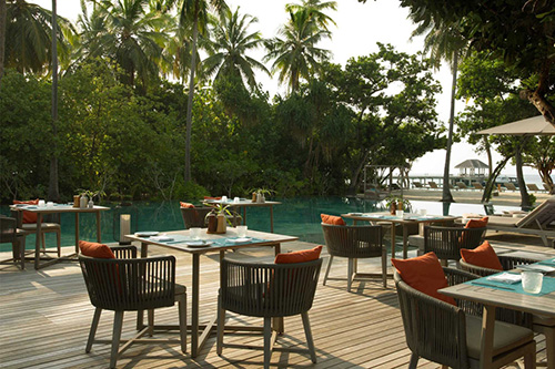 Isoletta junto a la piscina, Vakkaru Maldives